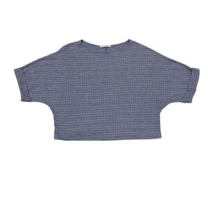 Caution To The Wind Navy Checkered Crop Tee